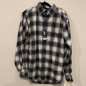 Izod Black and White Checkered Button Down Shirt